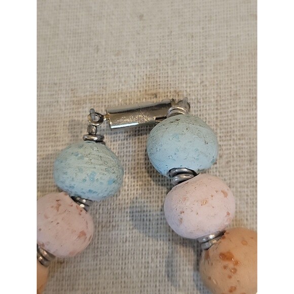 Ethnic Chunky Clay Beaded Boho Necklace Turquoise Pink Terracotta Clay 20 " - Picture 7 of 8